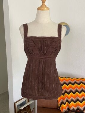 Y2K High Sierra Mallcore Boho Shimmer Knit Tank Top